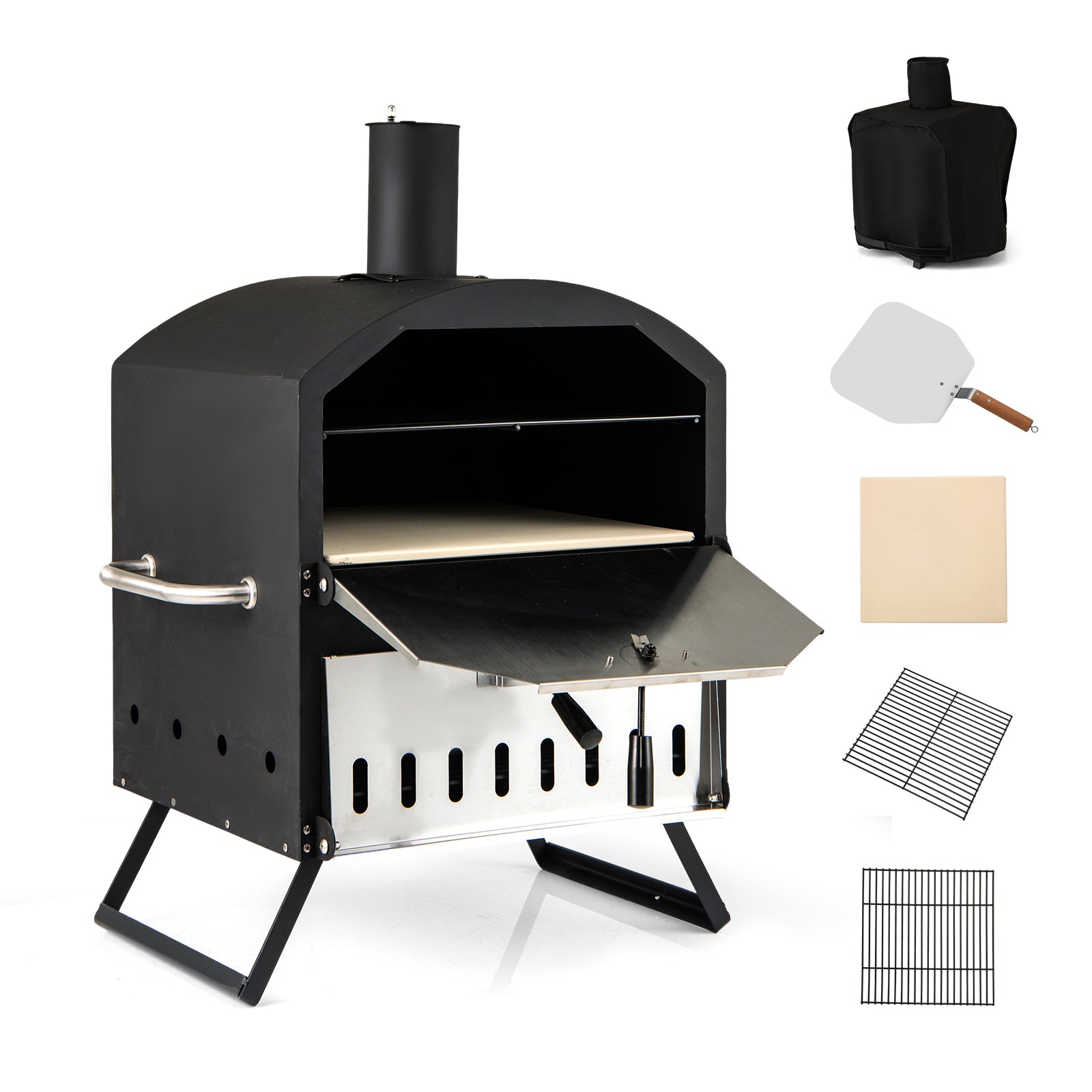12 Inch Outdoor Pizza Oven With Pizza Stone, Black Outdoor Grills at Gallery Canada