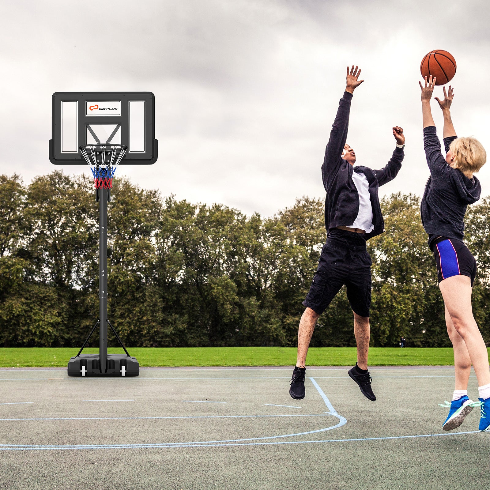 Portable Basketball Hoop with 4.6 to 10 Feet 10-Level Height Adjustable, Black Sport Equipments at Gallery Canada