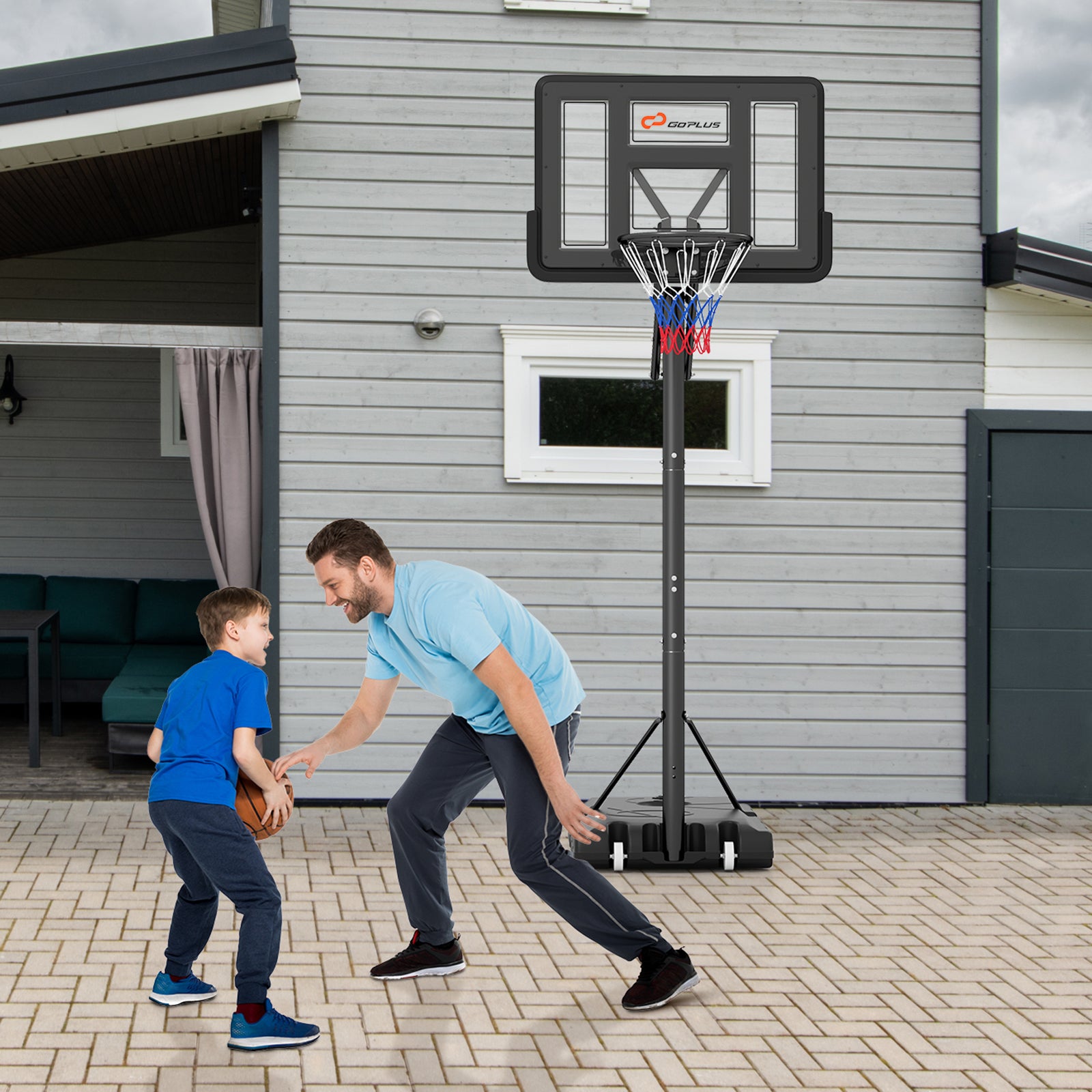 Portable Basketball Hoop with 4.6 to 10 Feet 10-Level Height Adjustable, Black Sport Equipments at Gallery Canada