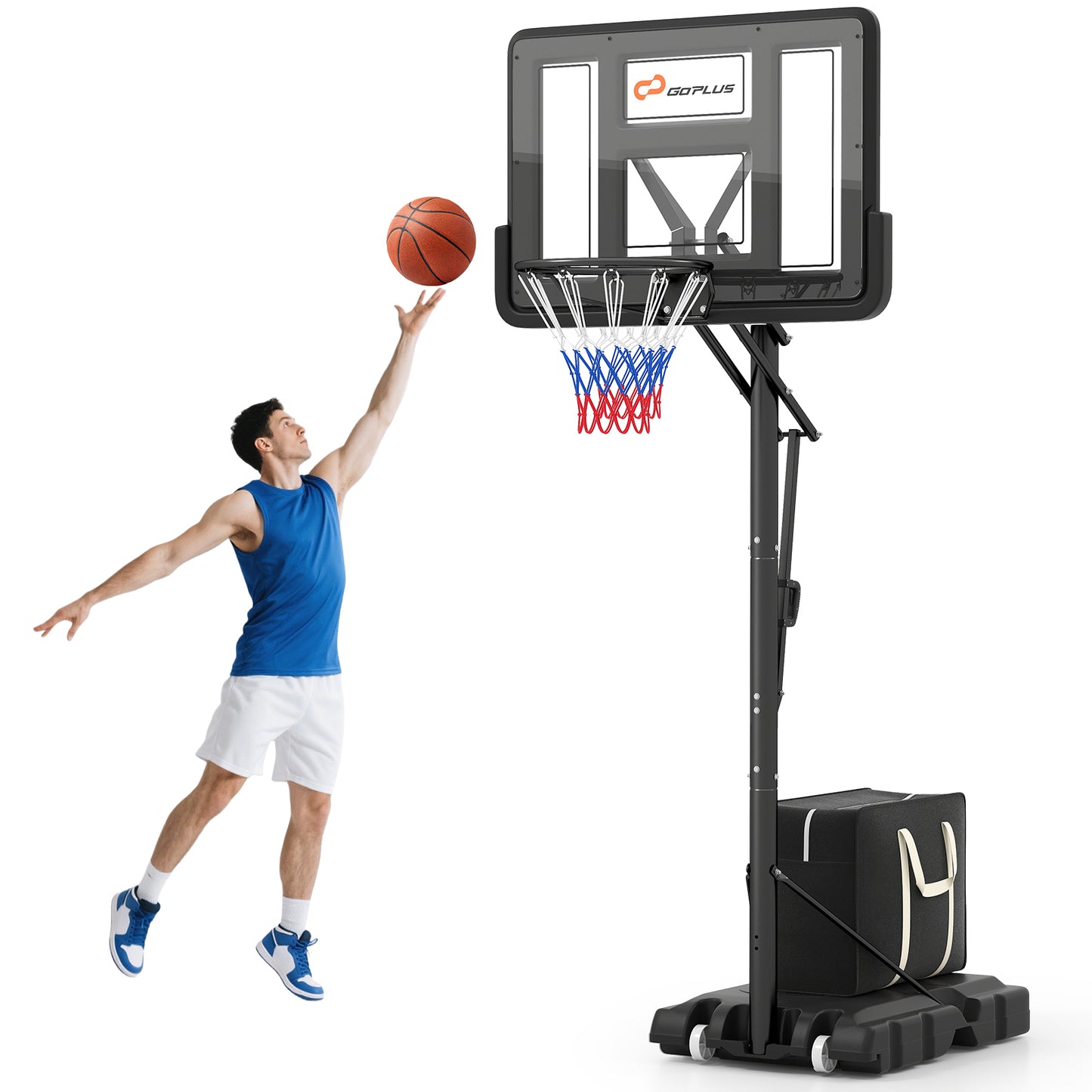 Portable Basketball Hoop with 4.6 to 10 Feet 10-Level Height Adjustable, Black Sport Equipments at Gallery Canada