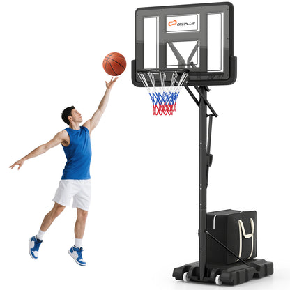 Portable Basketball Hoop with 4.6 to 10 Feet 10-Level Height Adjustable, Black Sport Equipments at Gallery Canada