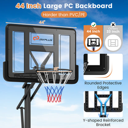 Portable Basketball Hoop with 4.6 to 10 Feet 10-Level Height Adjustable, Black Sport Equipments at Gallery Canada