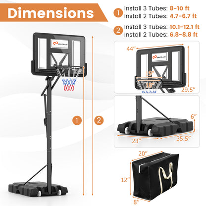 Portable Basketball Hoop with 4.6 to 10 Feet 10-Level Height Adjustable, Black Sport Equipments at Gallery Canada