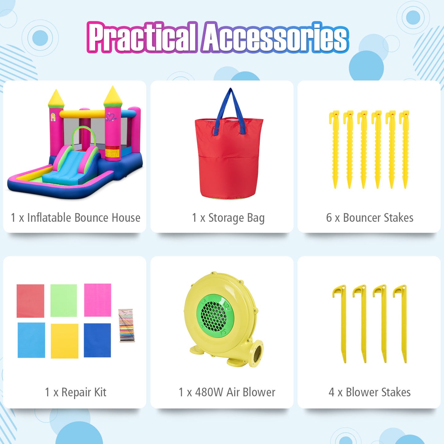 Inflatable Bounce House 4-in-1 Kids Princess-themed Bouncer Blow-up Bouncy Castle with 480 Blower, Multicolor Bounce House at Gallery Canada