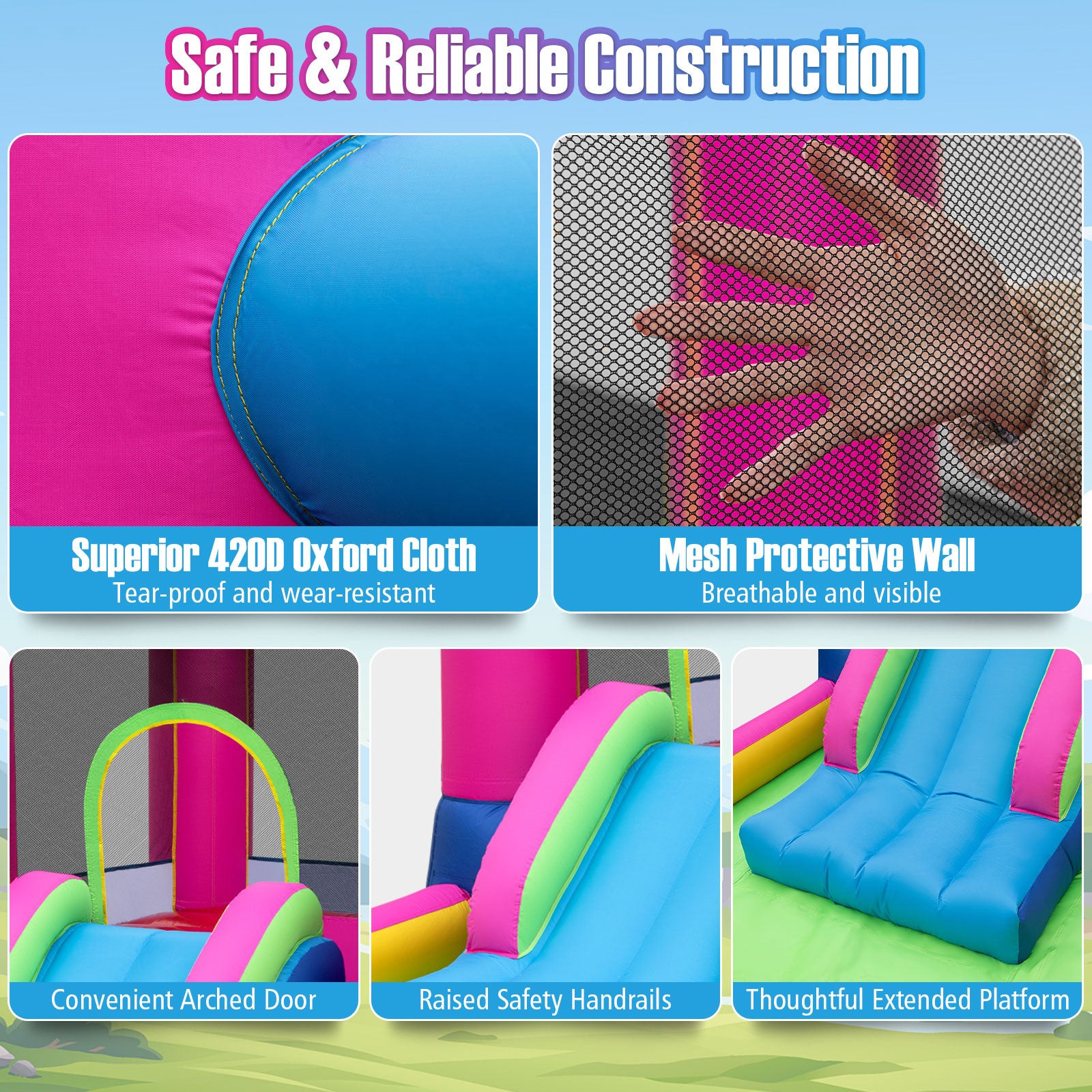 Inflatable Bounce House 4-in-1 Kids Princess-themed Bouncer Blow-up Bouncy Castle with 480 Blower, Multicolor Bounce House at Gallery Canada