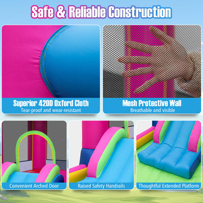 Inflatable Bounce House 4-in-1 Kids Princess-themed Bouncer Blow-up Bouncy Castle with 480 Blower, Multicolor Bounce House at Gallery Canada