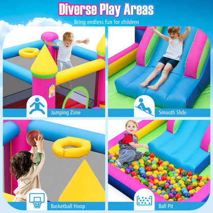 Inflatable Bounce House 4-in-1 Kids Princess-themed Bouncer Blow-up Bouncy Castle with 480 Blower, Multicolor Bounce House at Gallery Canada