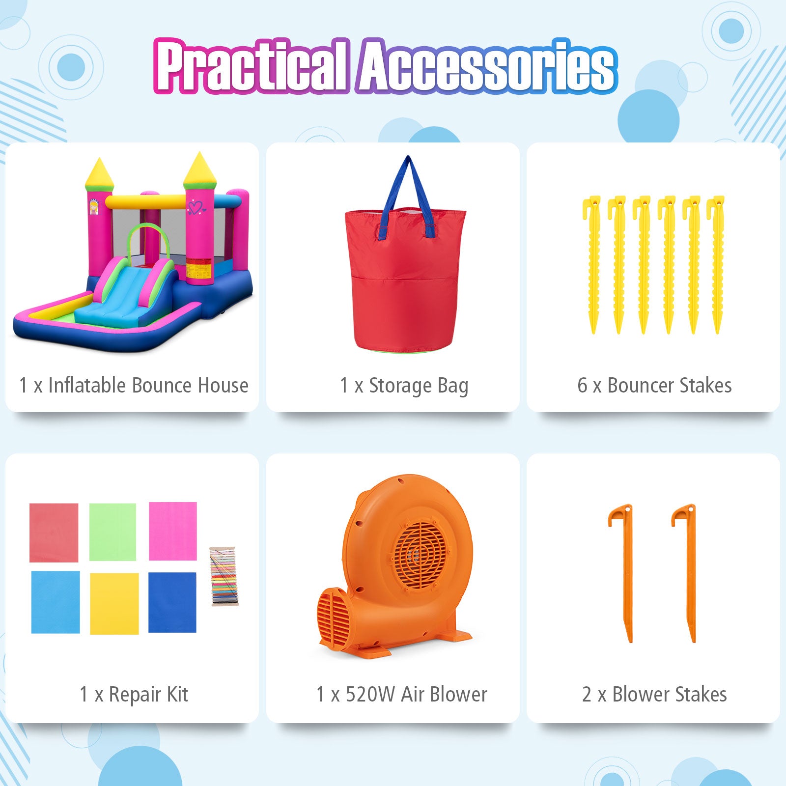 Inflatable Bounce House Cute Princess Bouncy Castle with 520W Blower Bounce House at Gallery Canada