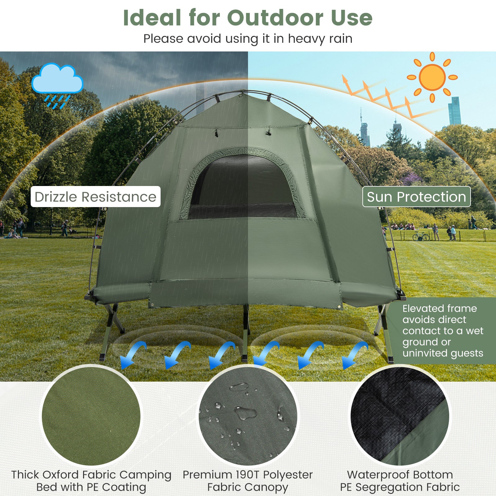 1-Person Folding Camping Tent with Sunshade, Air Mattress, Green Tents at Gallery Canada