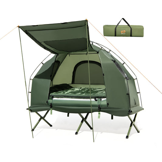 1-Person Folding Camping Tent with Sunshade, Air Mattress, Green Tents Green at Gallery Canada