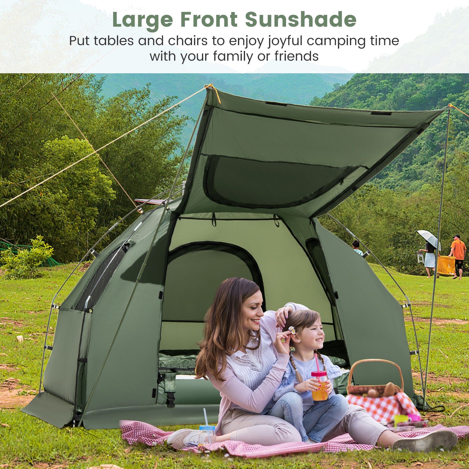 1-Person Folding Camping Tent with Sunshade, Air Mattress, Green Tents at Gallery Canada