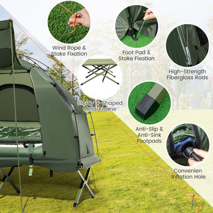 1-Person Folding Camping Tent with Sunshade, Air Mattress, Green Tents at Gallery Canada