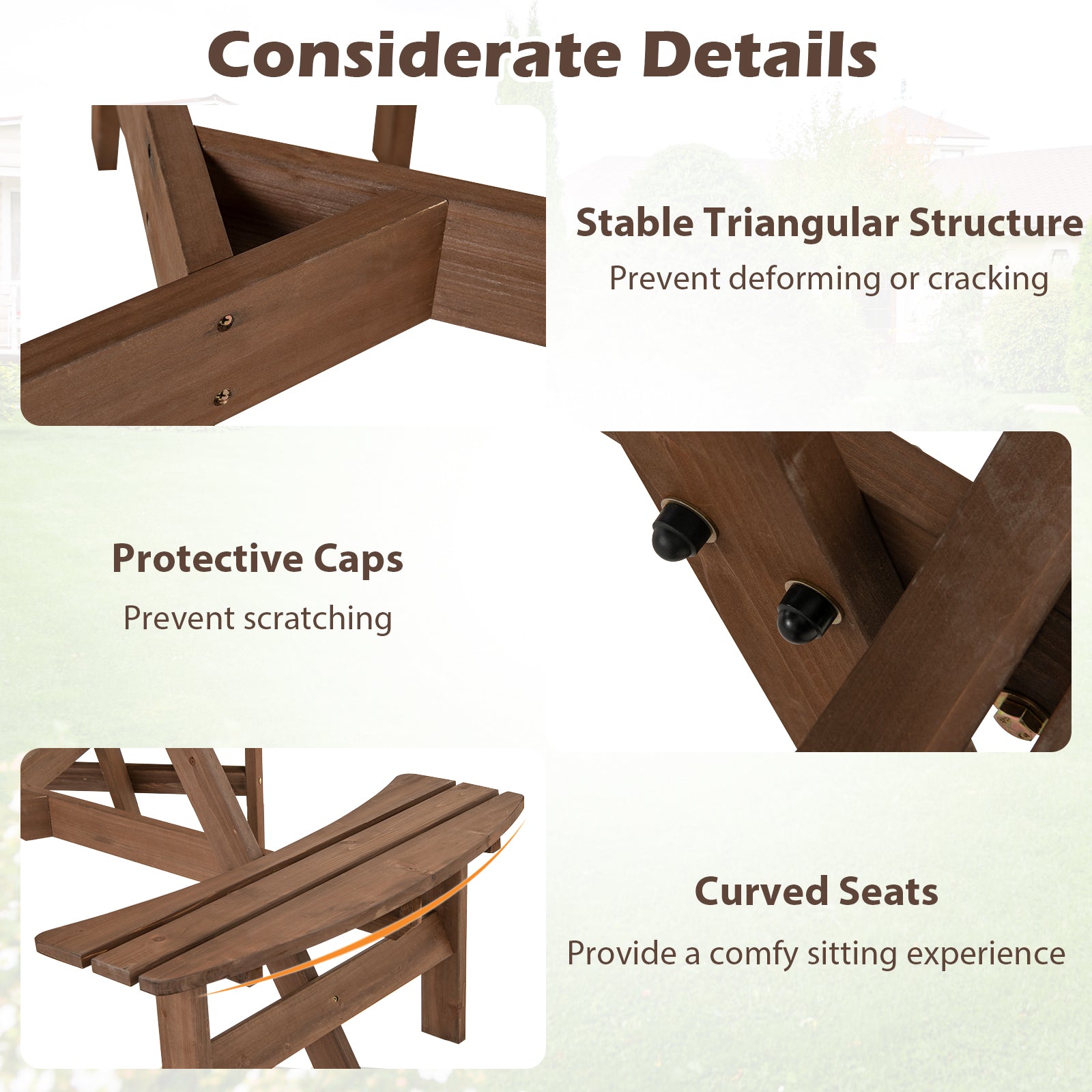 6-Person Round Picnic Table Set, 3 Built-in Benches, Umbrella Hole, Brown Picnic Tables at Gallery Canada