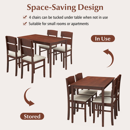 5-Piece Dining Table Set, Walnut, For 4 People Dining Room Sets at Gallery Canada