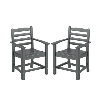 HDPE All Weather Patio Dining Chairs Set of 2 with Wide Armrests, Gray Patio Dining Chairs at Gallery Canada