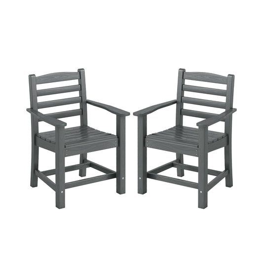 HDPE All Weather Patio Dining Chairs, Set of 2, Wide Armrests, Gray Patio Dining Chairs Gray at Gallery Canada