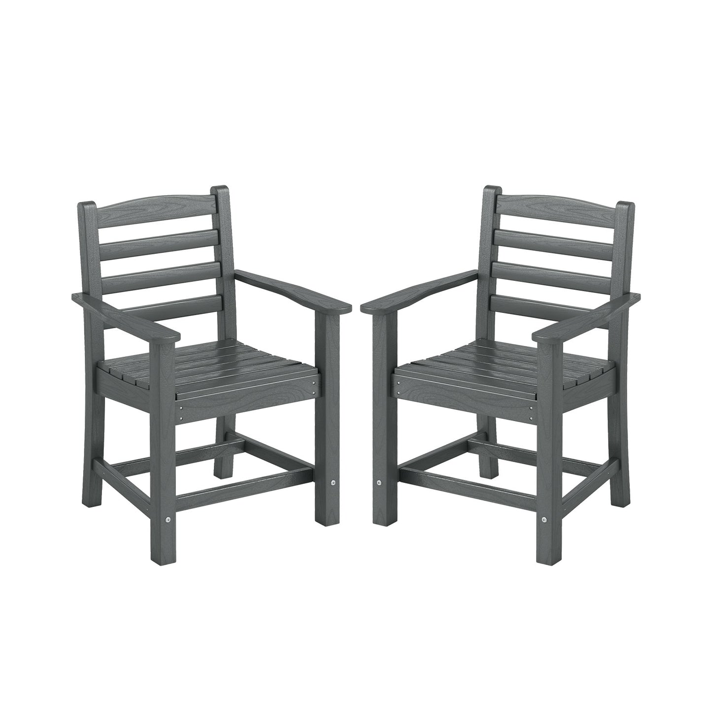 HDPE All Weather Patio Dining Chairs Set of 2 with Wide Armrests, Gray Patio Dining Chairs Gray at Gallery Canada