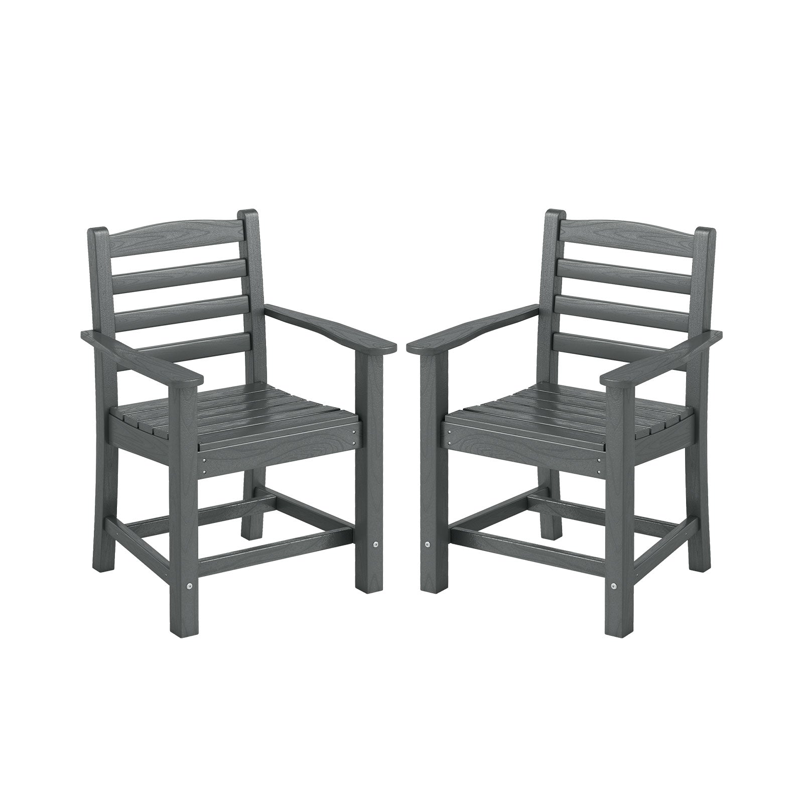 HDPE All Weather Patio Dining Chairs, Set of 2, Wide Armrests, Gray Patio Dining Chairs at Gallery Canada