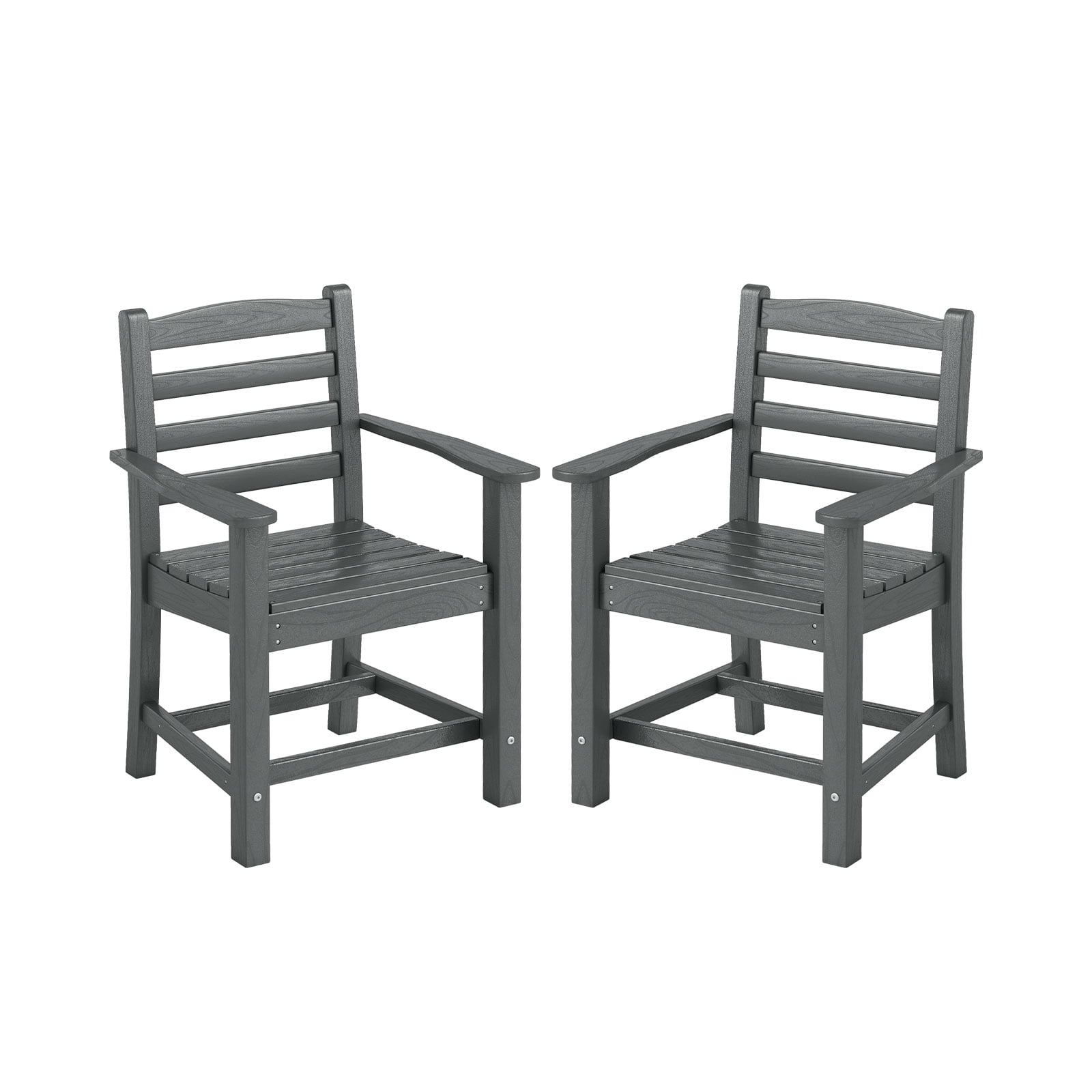 HDPE All Weather Patio Dining Chairs, Set of 2, Wide Armrests, Gray Patio Dining Chairs at Gallery Canada