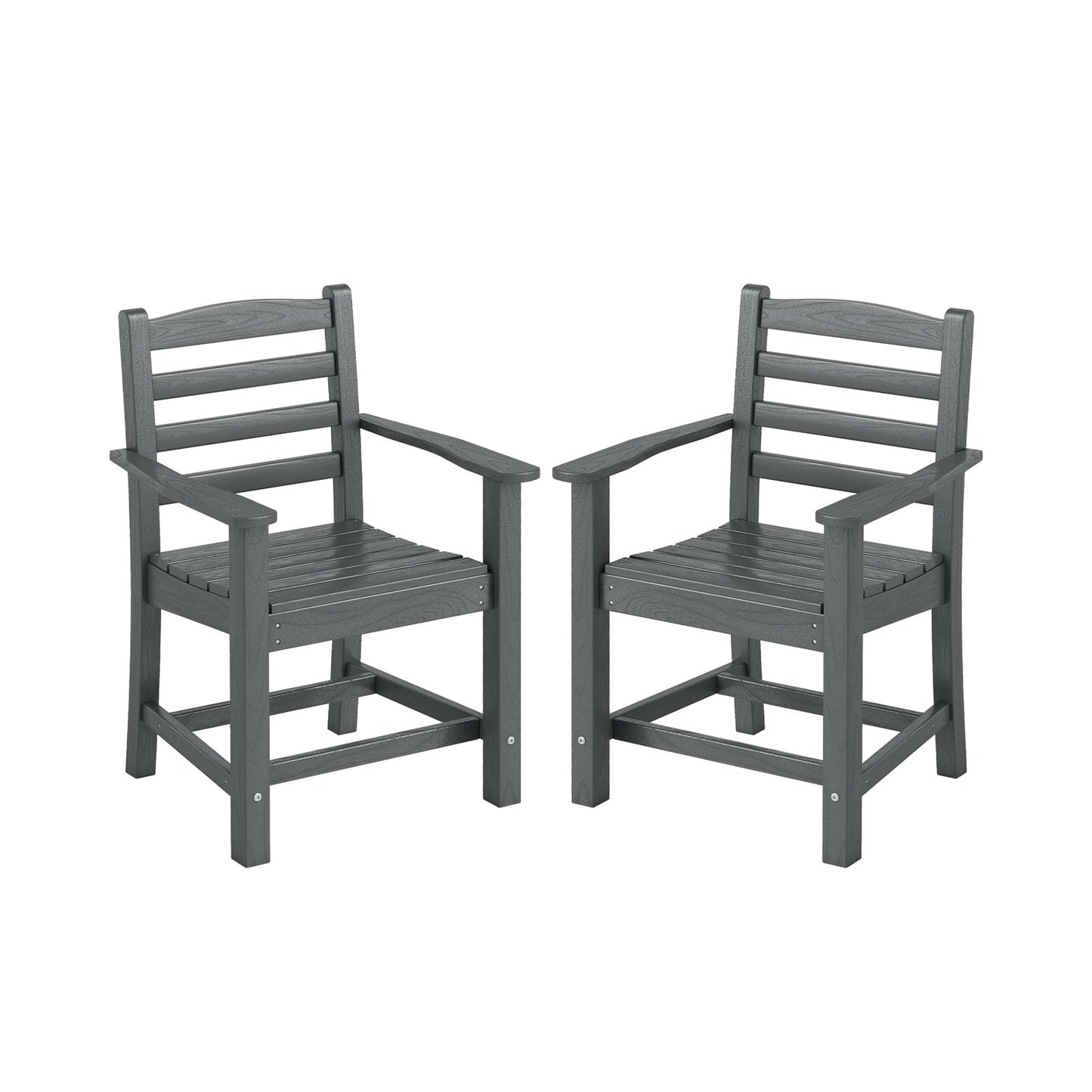 HDPE All Weather Patio Dining Chairs, Set of 2, Wide Armrests, Gray Patio Dining Chairs at Gallery Canada