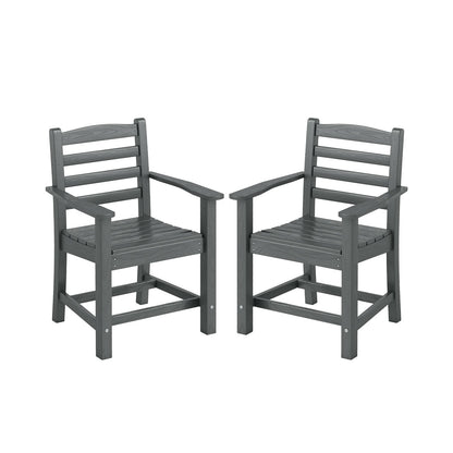 HDPE All Weather Patio Dining Chairs, Set of 2, Wide Armrests, Gray Patio Dining Chairs at Gallery Canada