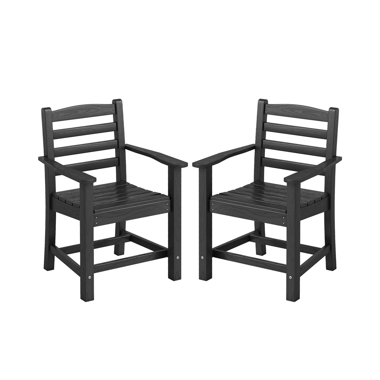 HDPE All Weather Patio Dining Chairs Set of 2 with Wide Armrests, Black Patio Dining Chairs Black at Gallery Canada