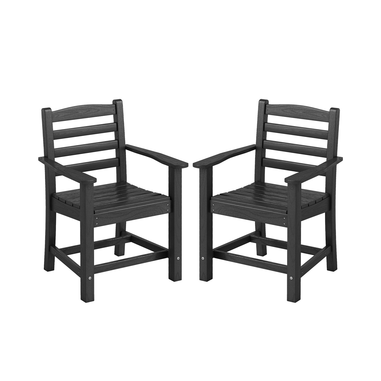 HDPE All Weather Patio Dining Chairs Set of 2 with Wide Armrests, Black Patio Dining Chairs Black at Gallery Canada