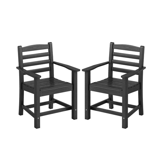 HDPE All Weather Patio Dining Chairs, Set Of 2, Wide Armrests, Black Patio Dining Chairs Black at Gallery Canada