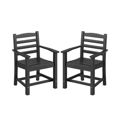 HDPE All Weather Patio Dining Chairs Set of 2 with Wide Armrests, Black Patio Dining Chairs at Gallery Canada
