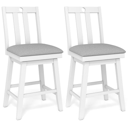 25 Inch Modern Bar Stools Set of 2 with Upholstered and 360° Rotation Seat, White Bar Stools at Gallery Canada