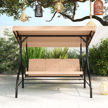 3-Piece Patio Swing with Canopy Removable Cushions and Side Pockets, Beige Porch Swings at Gallery Canada