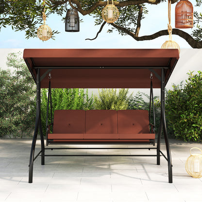 3-Piece Patio Swing with Canopy Removable Cushions and Side Pockets, Brown Porch Swings at Gallery Canada