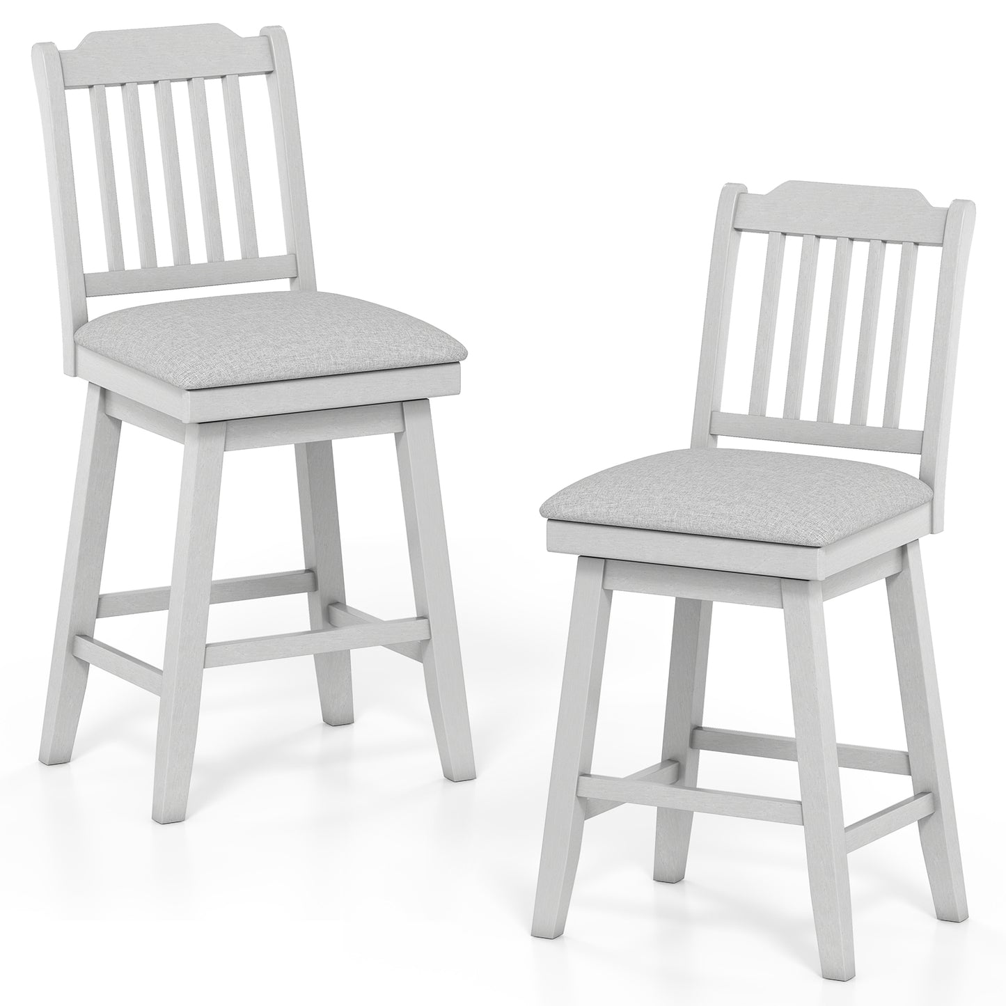 25 Inch Modern Bar Stools, Set Of 2, Upholstered Swivel Seat, Gray Bar Stools Gray at Gallery Canada