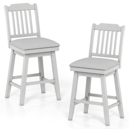 25 Inch Modern Bar Stools, Set Of 2, Upholstered Swivel Seat, Gray Bar Stools Gray at Gallery Canada