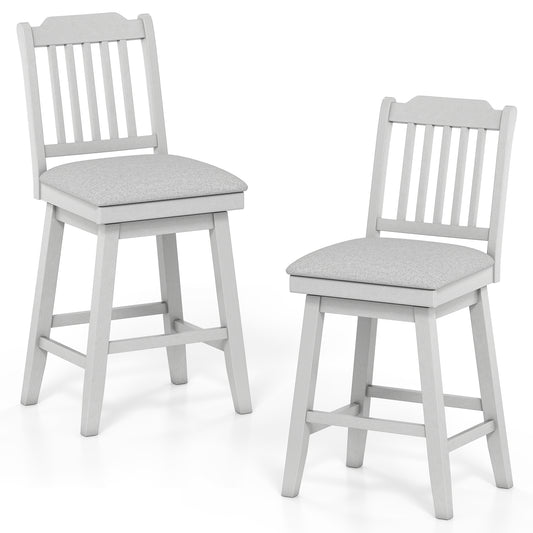 25 Inch Modern Bar Stools, Set Of 2, Upholstered Swivel Seat, Gray Bar Stools Gray at Gallery Canada