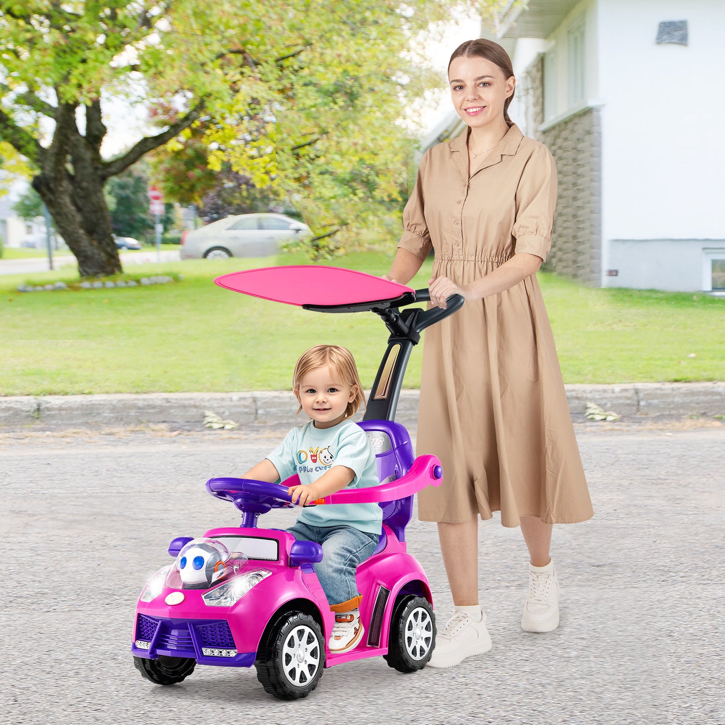 3 In 1 Push Car Stroller, Pink Push & Pedal Ride On Toys at Gallery Canada
