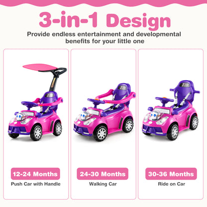 3 In 1 Push Car Stroller, Pink Push & Pedal Ride On Toys at Gallery Canada
