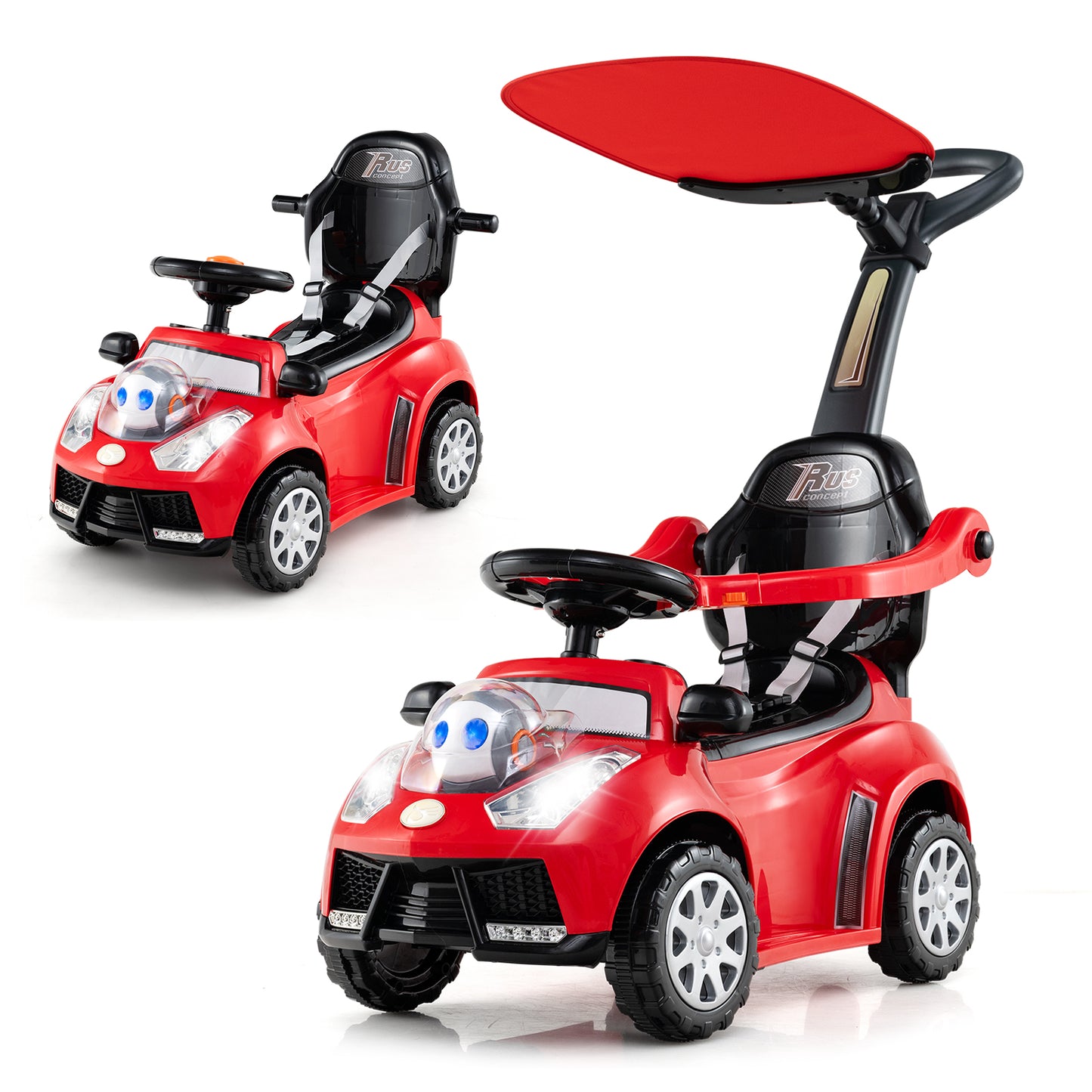 3 in 1 Push Car for Toddler Stroller Sliding Walking Car for Boys and Girls, Red Push & Pedal Ride On Toys at Gallery Canada
