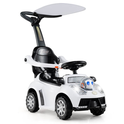 3 In 1 Toddler Push Car Stroller, White Push & Pedal Ride On Toys White at Gallery Canada
