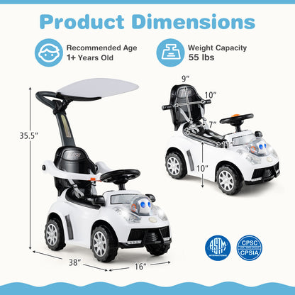 3 in 1 Push Car for Toddler Stroller Sliding Walking Car for Boys and Girls, White Push & Pedal Ride On Toys at Gallery Canada