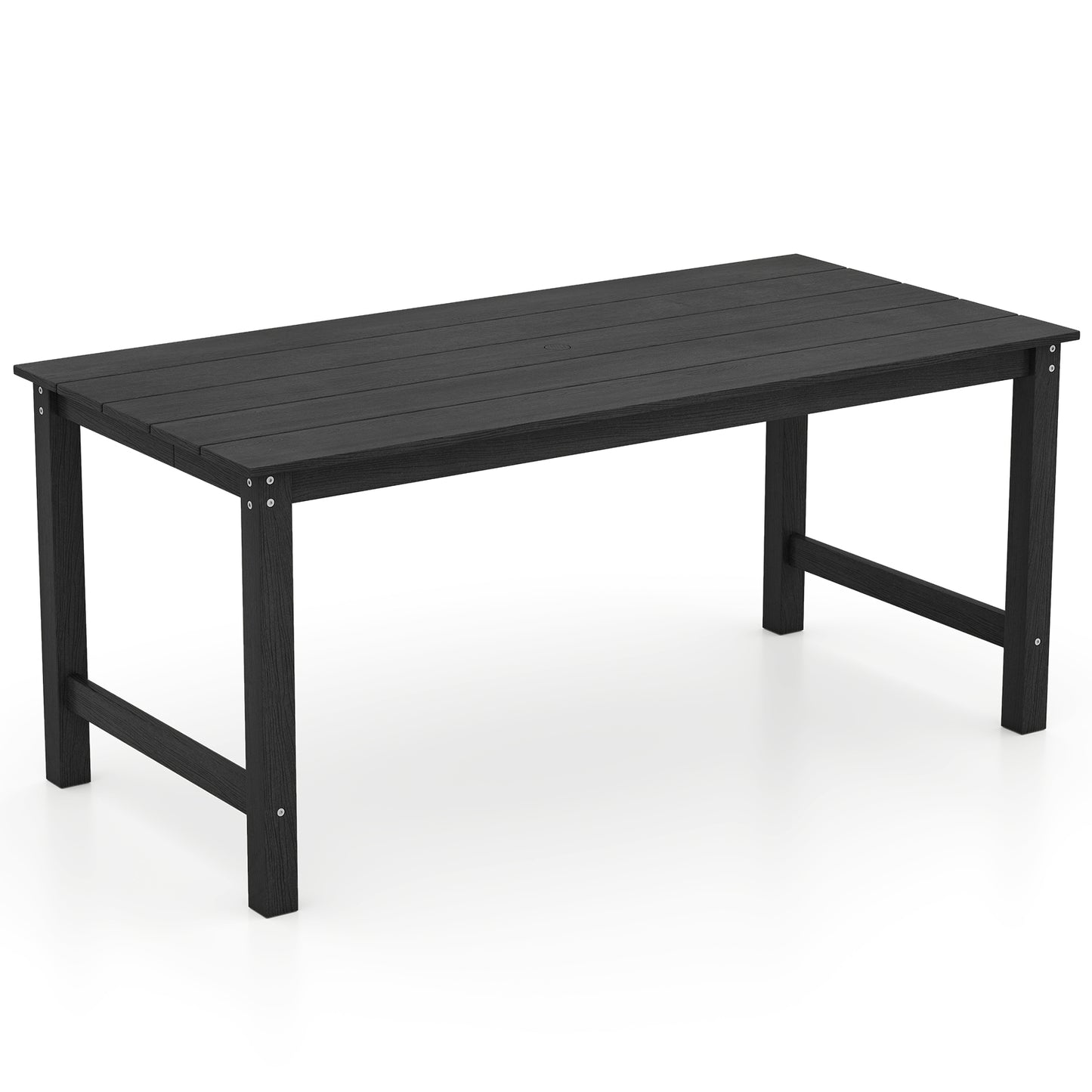 Outdoor Dining Table For 6, Wood-Like Tabletop, Umbrella Hole, Black Patio Dining Tables Black at Gallery Canada