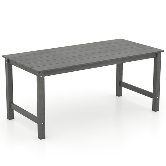 Outdoor Dining Table For 6, With Wood-Like Tabletop And Umbrella Hole, Gray