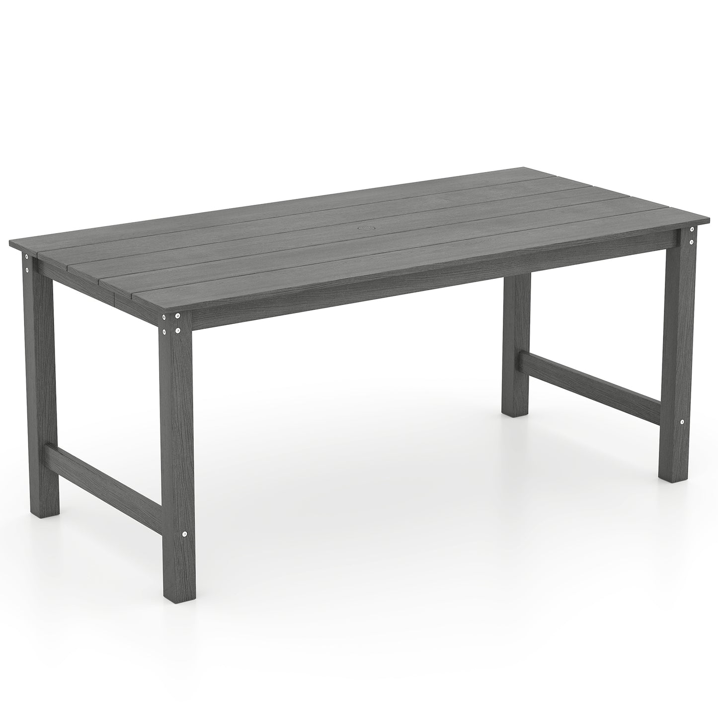Outdoor Dining Table For 6, With Wood-Like Tabletop And Umbrella Hole, Gray Patio Dining Tables Gray at Gallery Canada