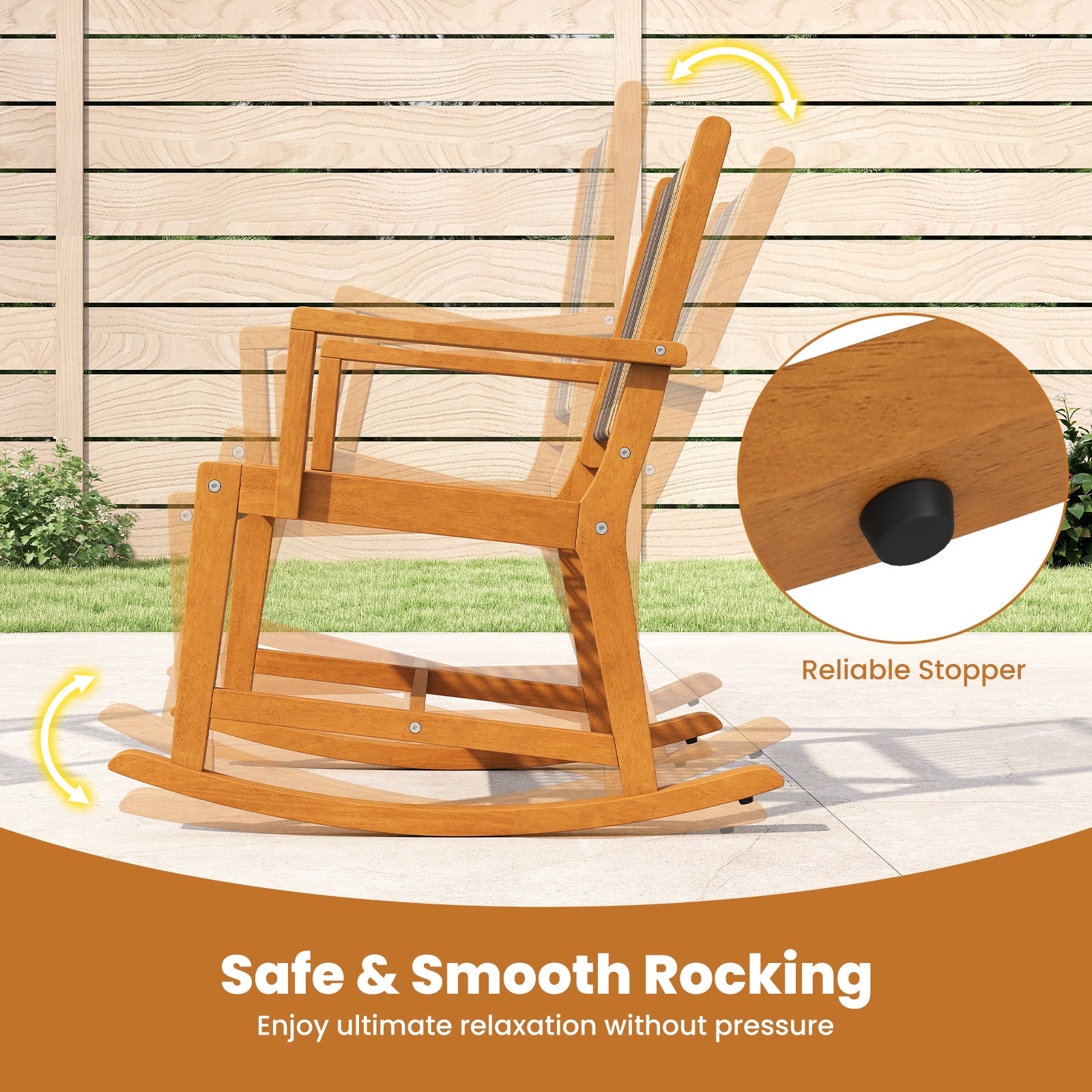 3 Piece Patio Rocking Set Acacia Wood Rocker Bistro Set with Rattan Seat and Back, Brown Patio Conversation Sets at Gallery Canada