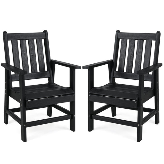 Set of 2 Patio Dining Chairs, Wide Armrests, Black Patio Dining Chairs Black at Gallery Canada