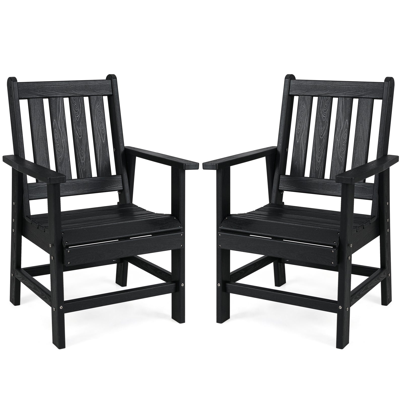 Set of 2 Patio Dining Chairs, Wide Armrests, Black Patio Dining Chairs Black at Gallery Canada