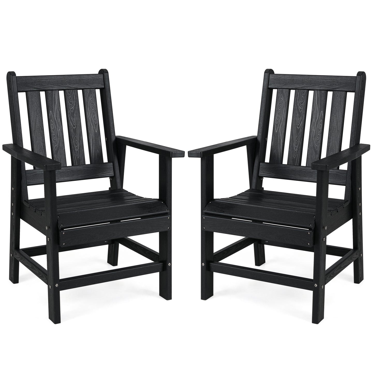 Set of 2 Patio Dining Chairs, Wide Armrests, Black Patio Dining Chairs Black at Gallery Canada