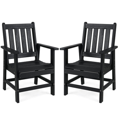 Set of 2 Patio Dining Chairs, Wide Armrests, Black Patio Dining Chairs Black at Gallery Canada
