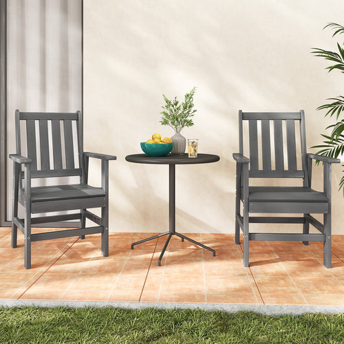 Set of 2 Patio Dining Chairs with Wide Armrests, Gray