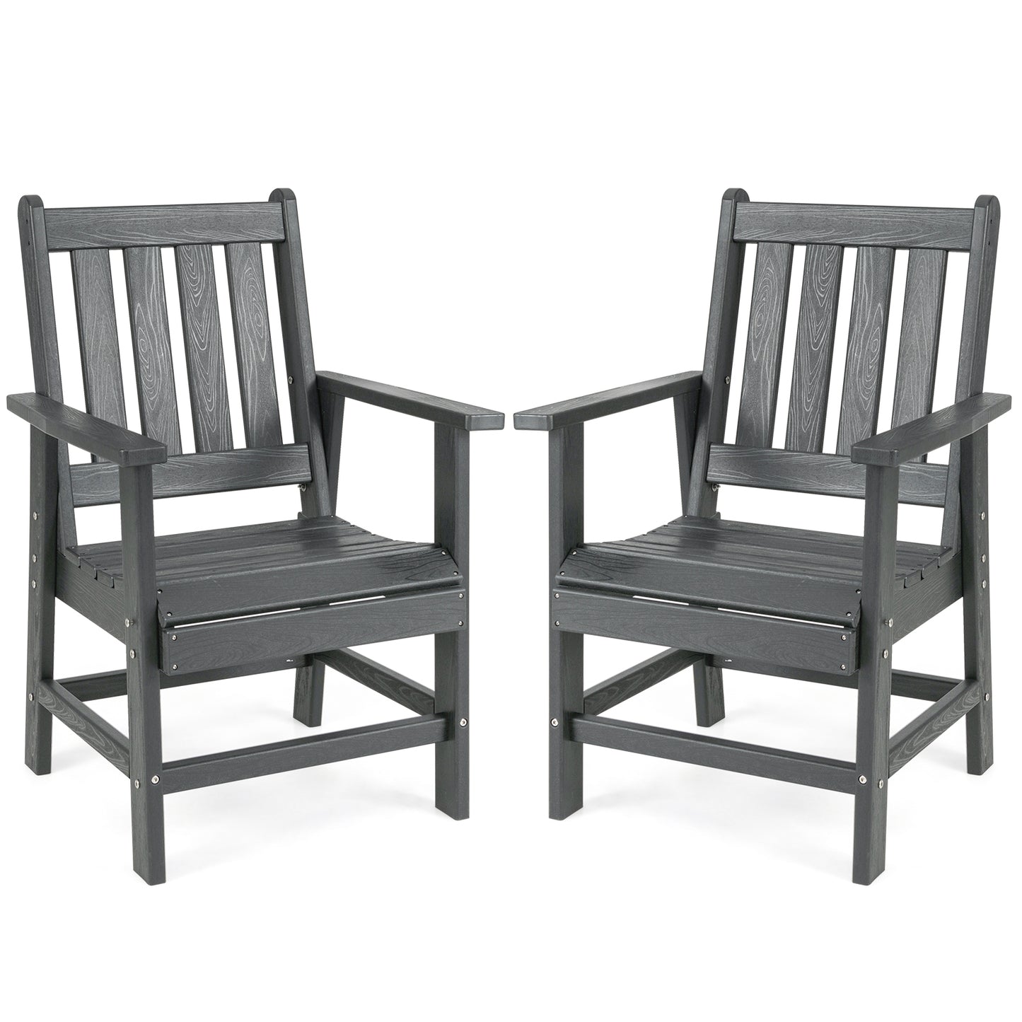 Set of 2 Patio Dining Chairs with Wide Armrests, Gray Patio Dining Chairs Gray at Gallery Canada